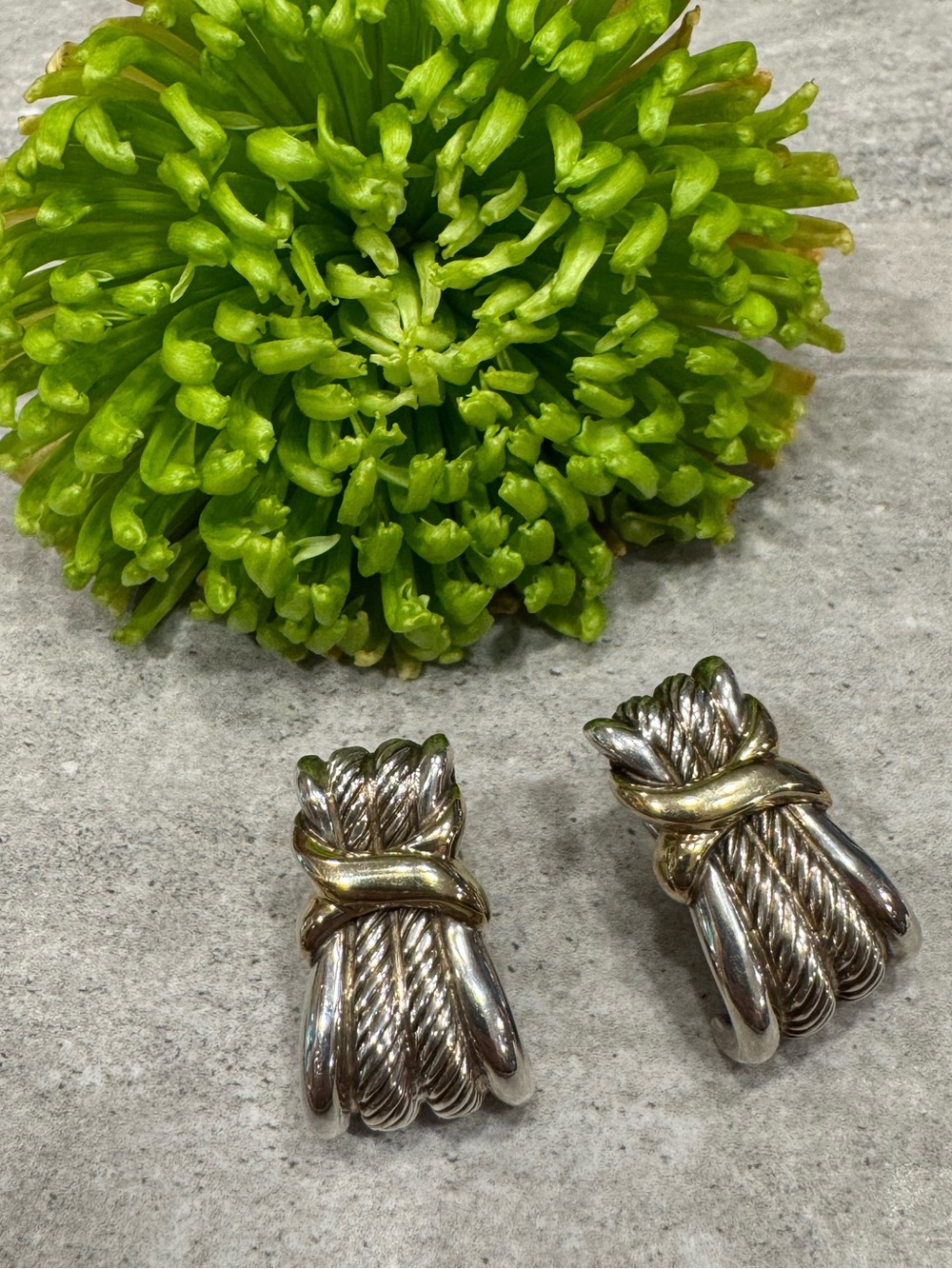David Yurman Sterling Silver and 14k Gold Earrings